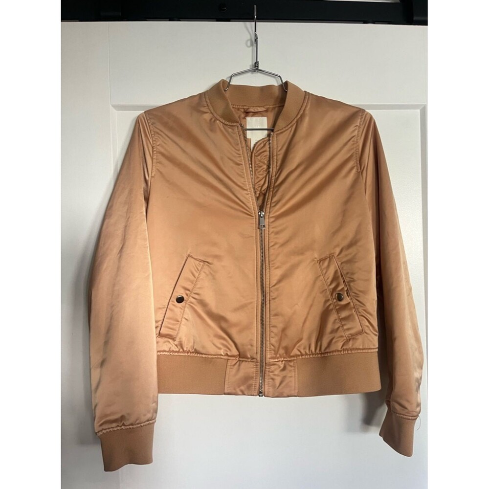 H&M Satin Rose Gold Bomber Jacket - Size 6